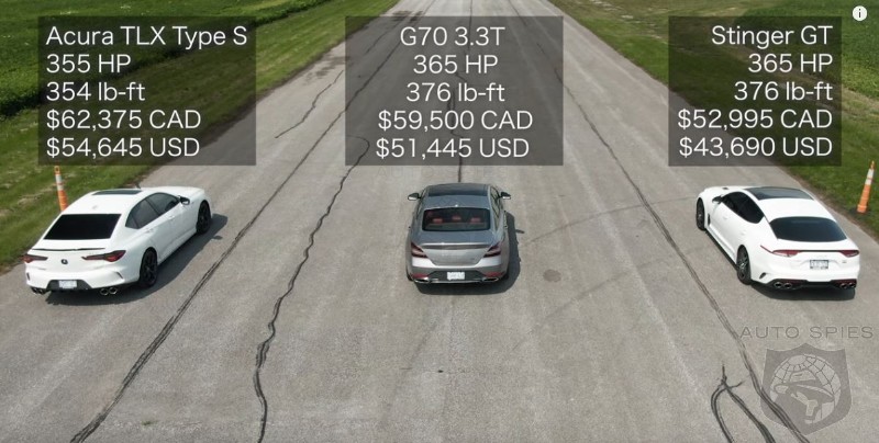 WATCH: 2021 Acura TLS, vs Genesis G70, vs Kia Stinger In A Good Old Fashioned Drag Race